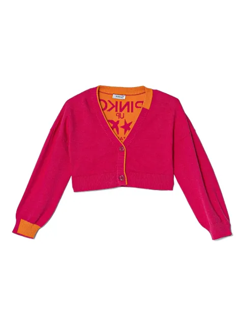 Pinko Kids intarsia knit-logo cardigan 