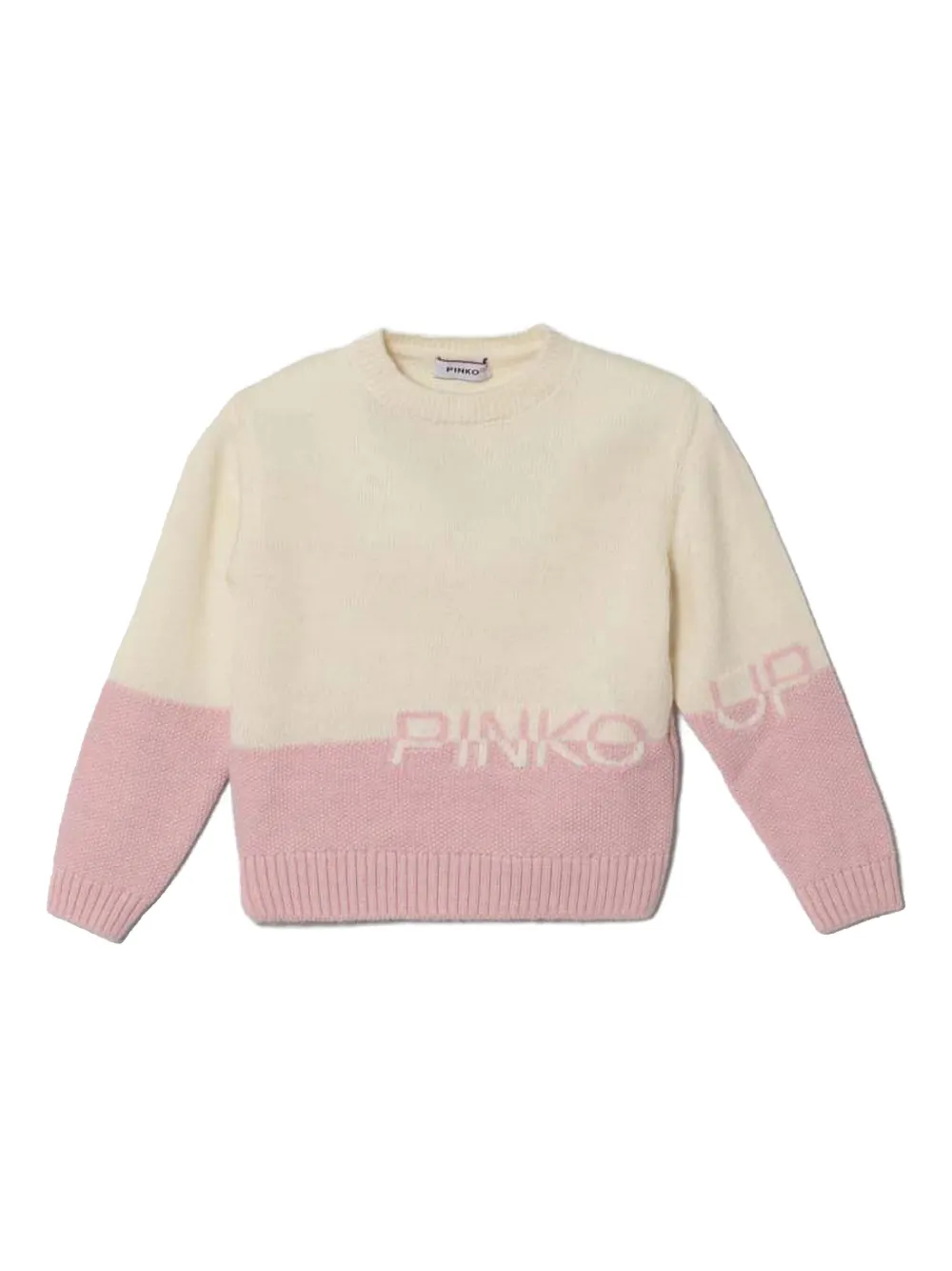 Pinko Kids Intarsia trui met logo Beige