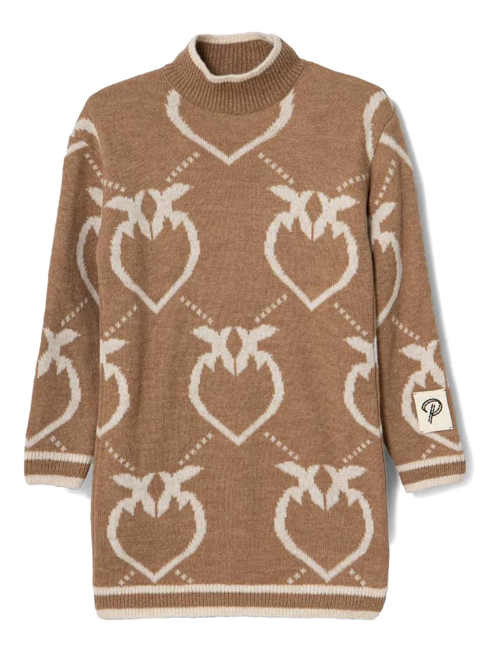 Pinko Intarsia-knit Dress In Brown