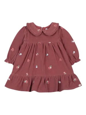 burgundy long sleeve dress casual Ruby Velour Dress– Sweet Pea Designs Co main image 1
