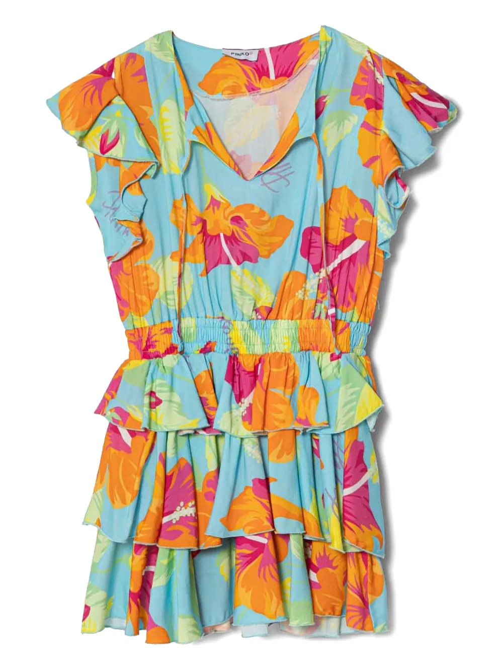 Pinko Kids Jurk met bloe print Blauw