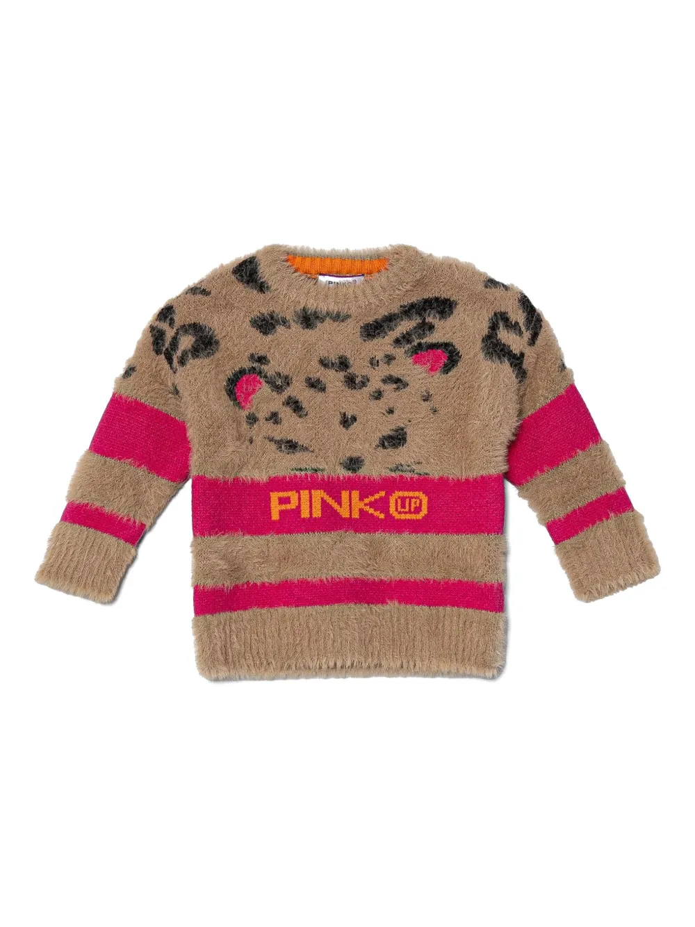 Pinko Kids Intarsia trui met logo Bruin