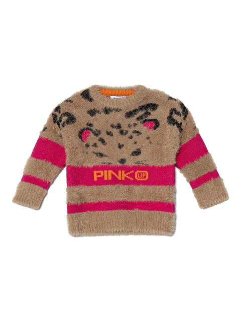 Pinko Kids intarsia knit-logo sweater 