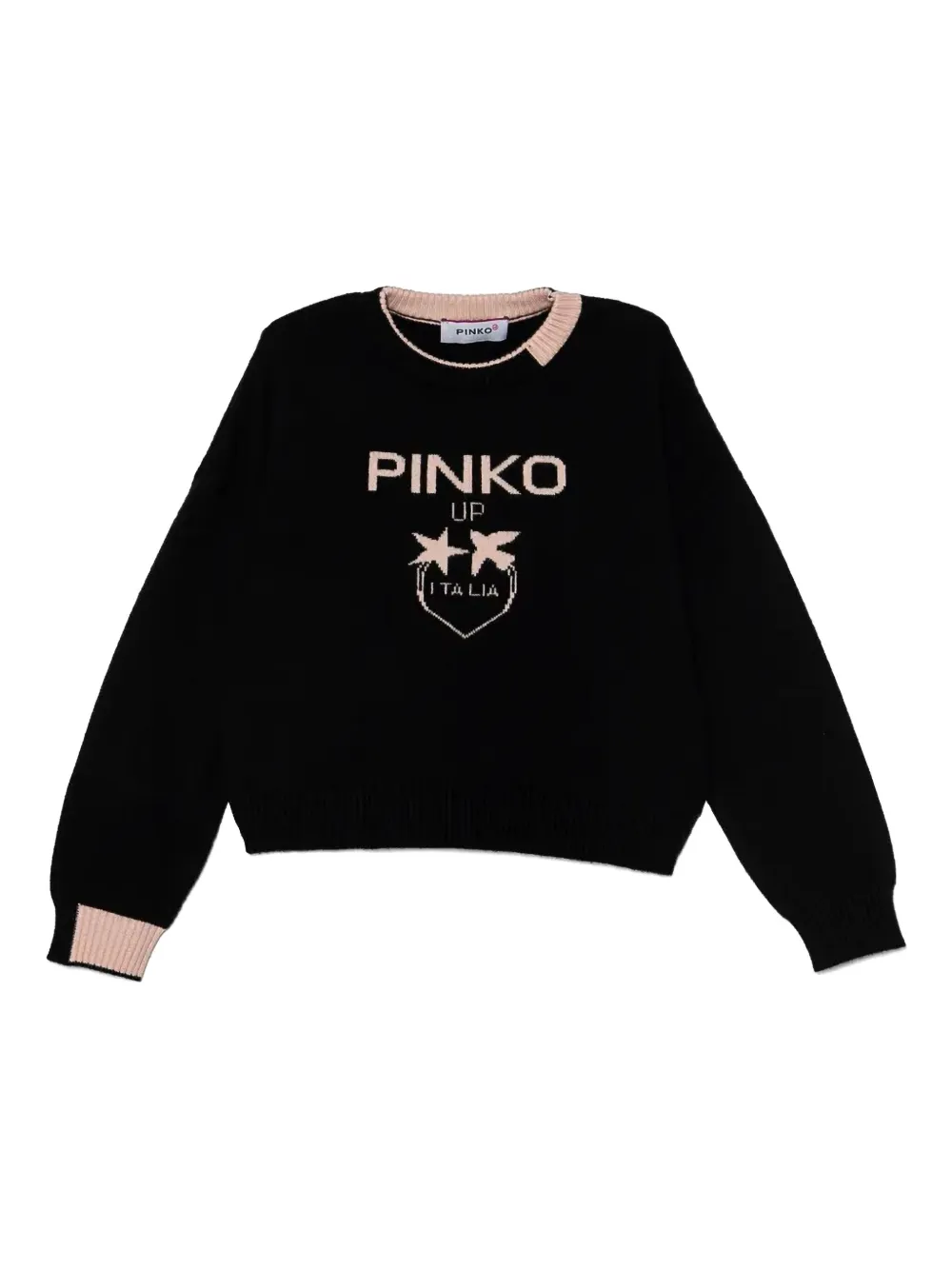 Pinko Kids Intarsia trui met logo Zwart