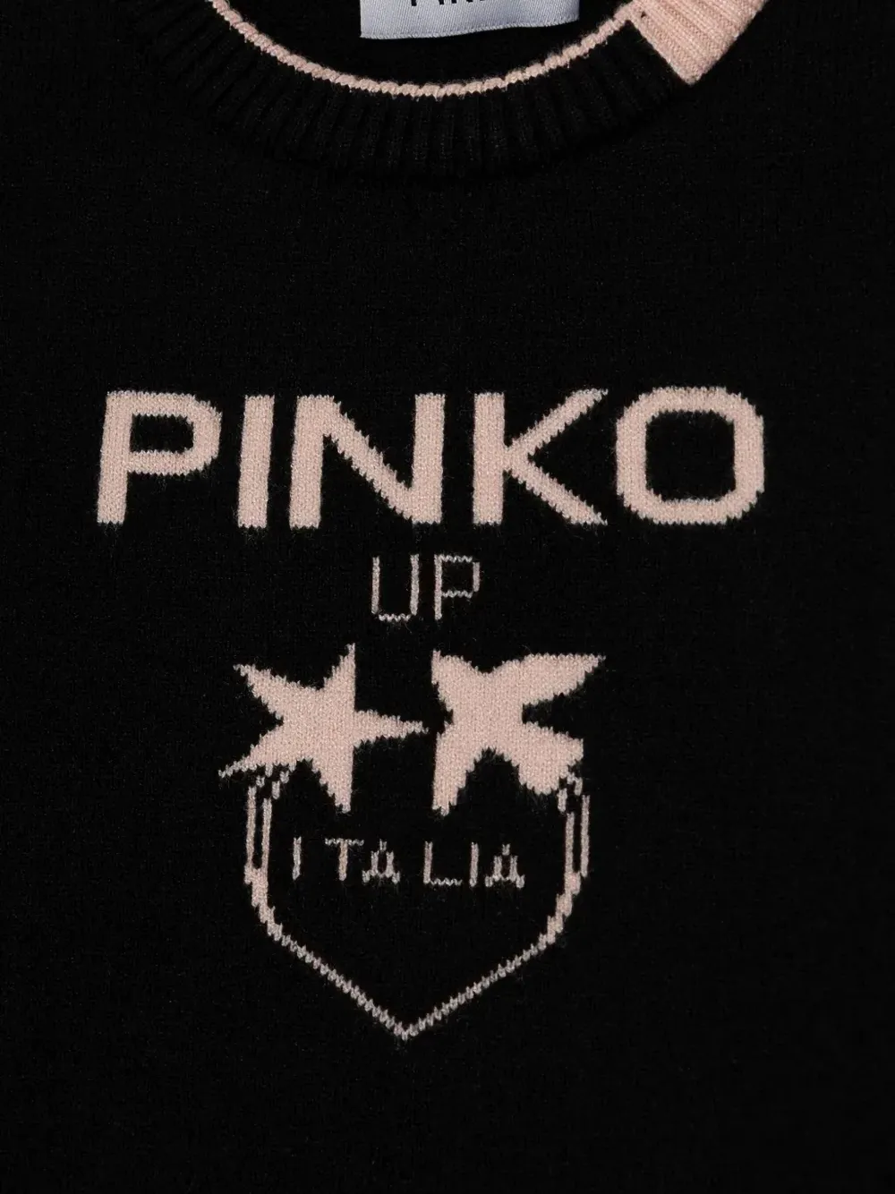 Pinko Kids Intarsia trui met logo Zwart