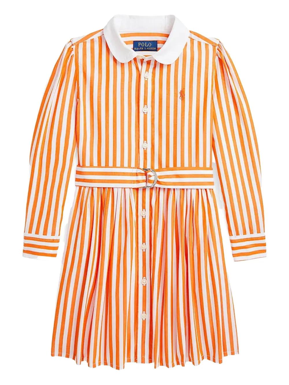 Polo Ralph Lauren Striped Cotton Poplin Shirt Dress In 橘色