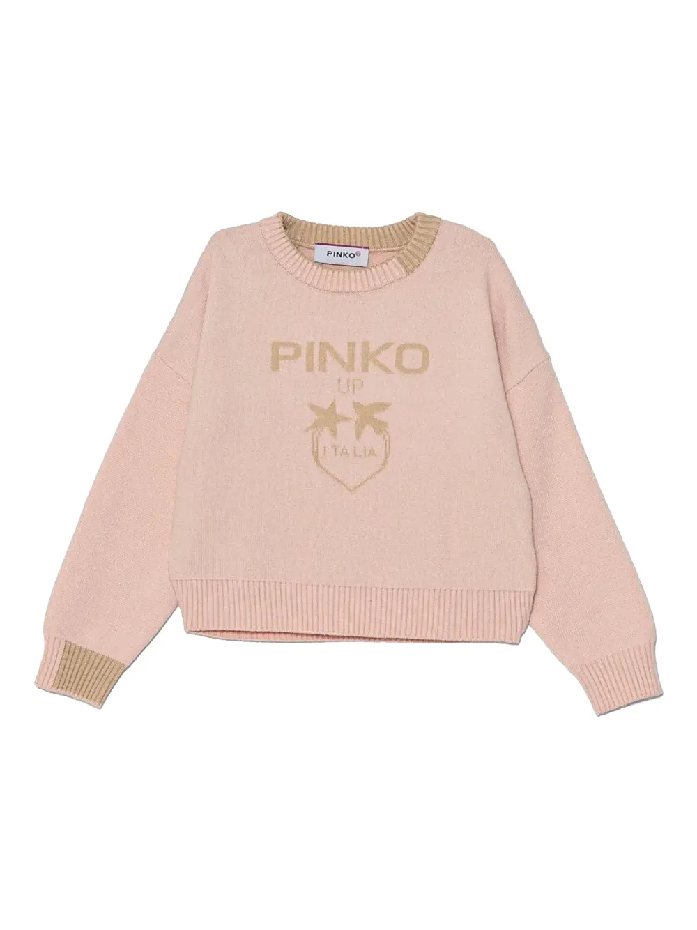 Pinko Kids Intarsia trui met logo Roze