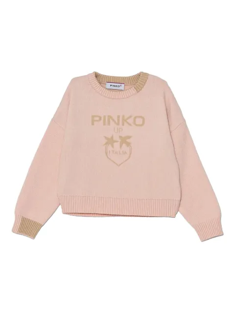 Pinko Kids intarsia knit-logo sweater 