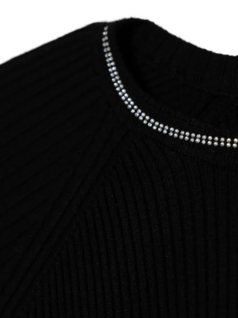 Pinko Kids rhinestone-embellished ribbed-knit mini dress Zwart