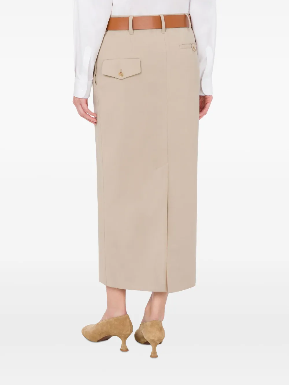 Moschino Midi-rok met ceintuur Beige
