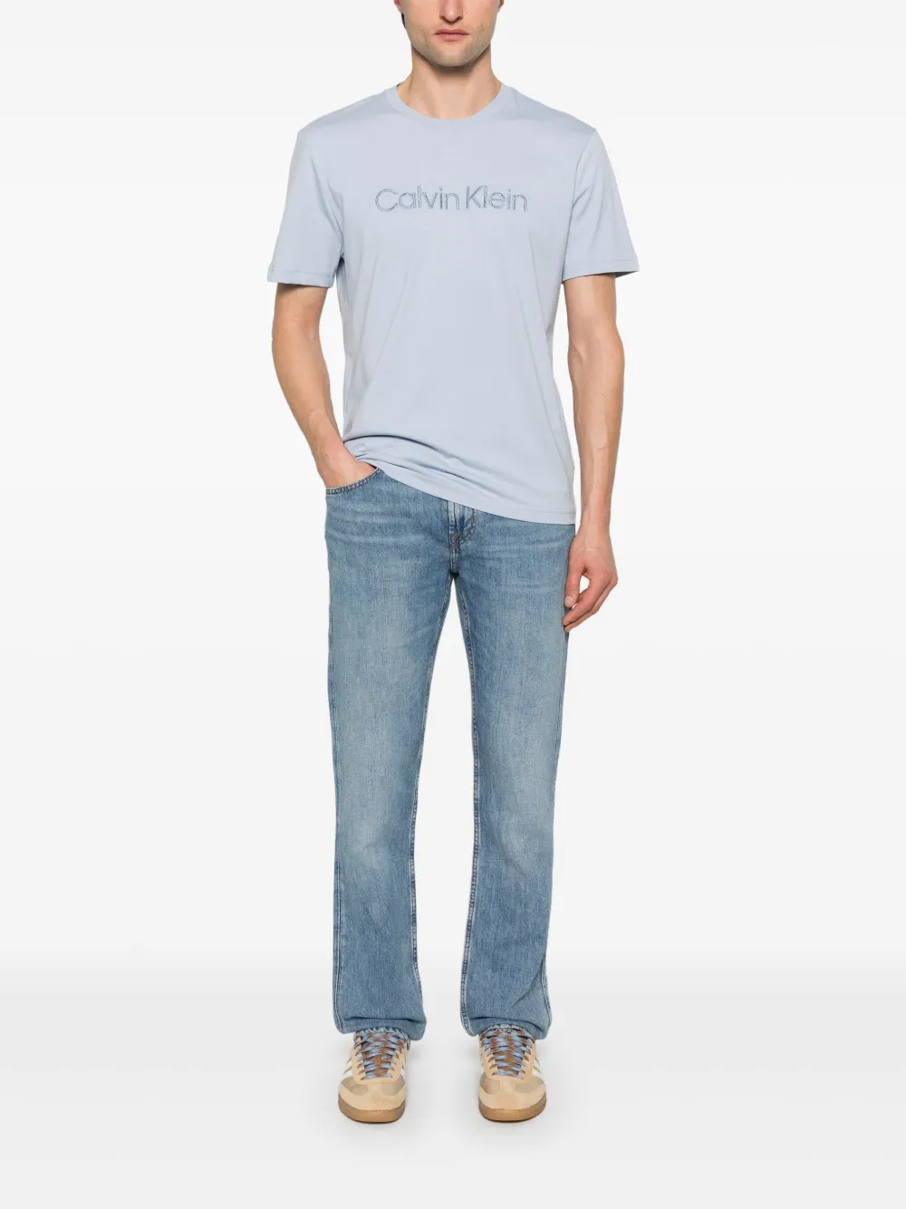 Calvin Klein T-shirt met geborduurd logo - Blauw