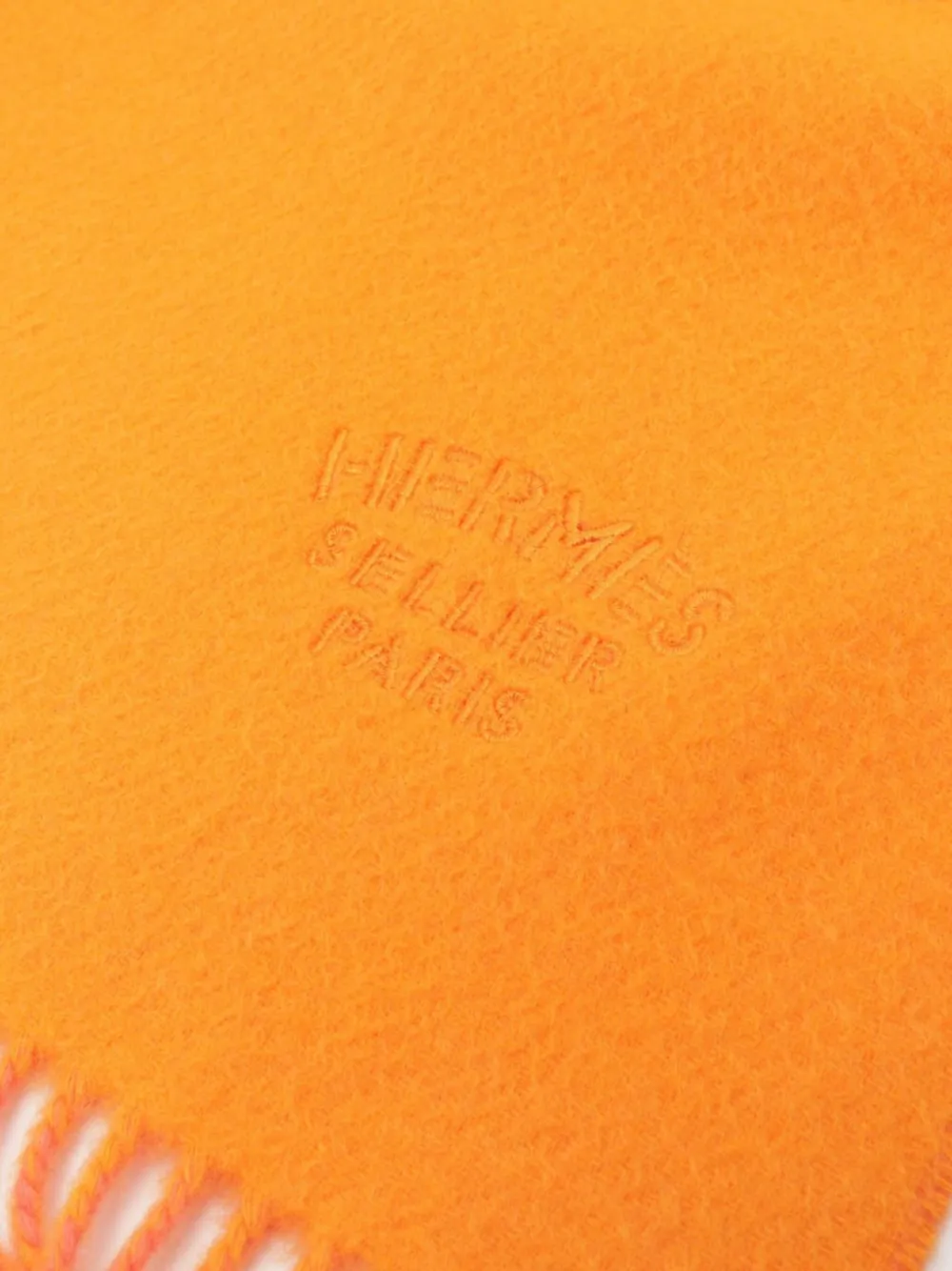 Pre-owned Hermes 2010s Cashmere Scarf In Orange