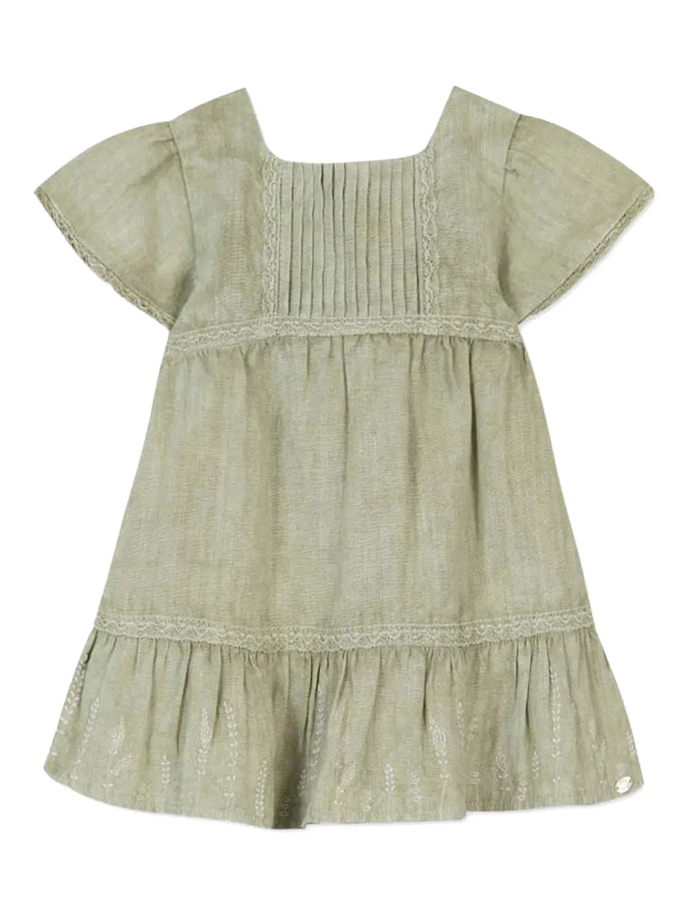 Tartine Et Chocolat Linen Dress In Green