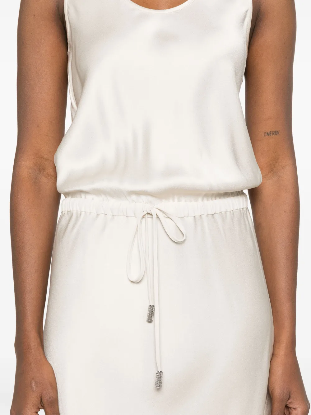 Brunello Cucinelli Satijnen maxi-jurk Beige