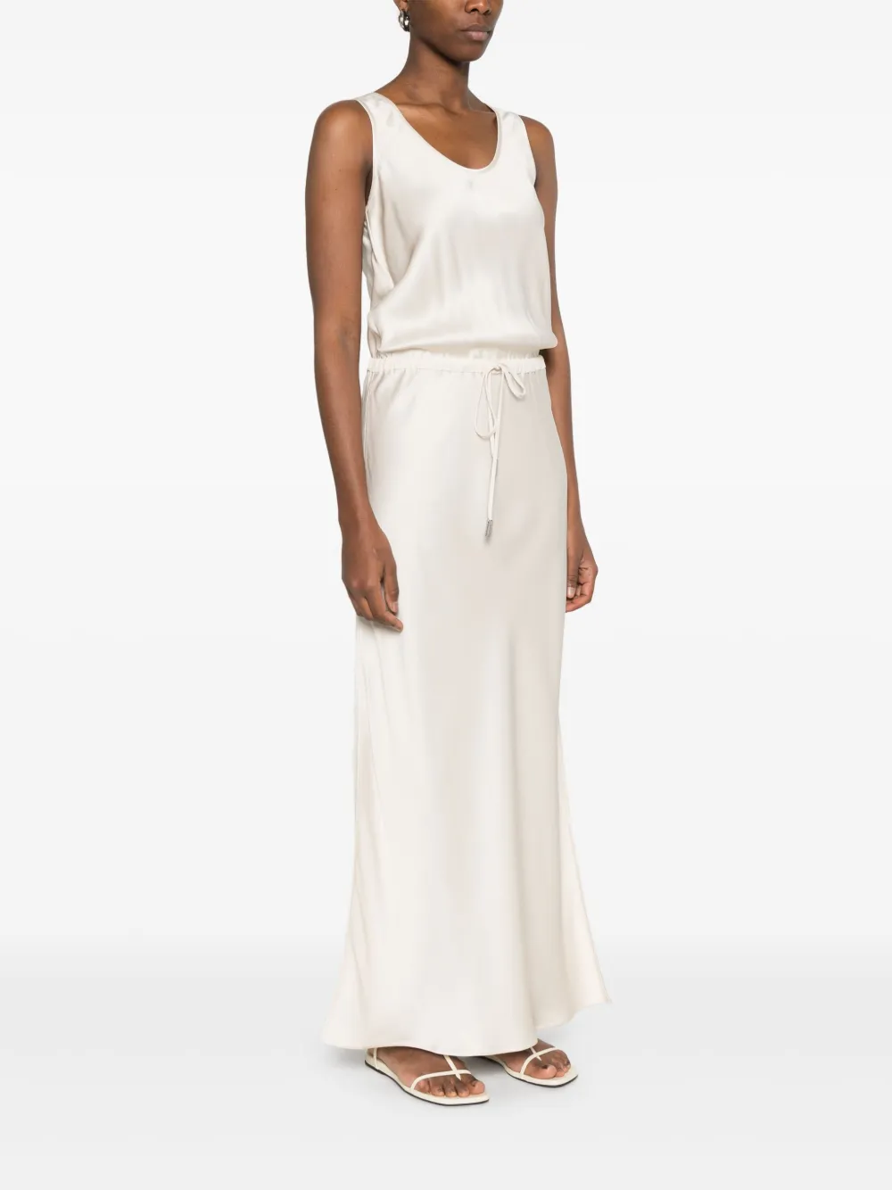 Brunello Cucinelli Satijnen maxi-jurk Beige