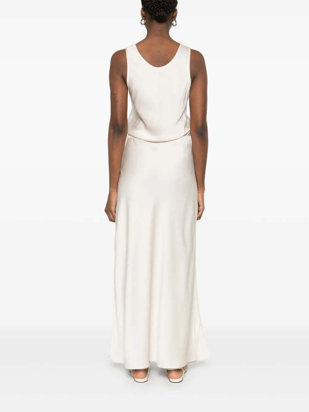 Brunello Cucinelli Satijnen maxi-jurk Beige