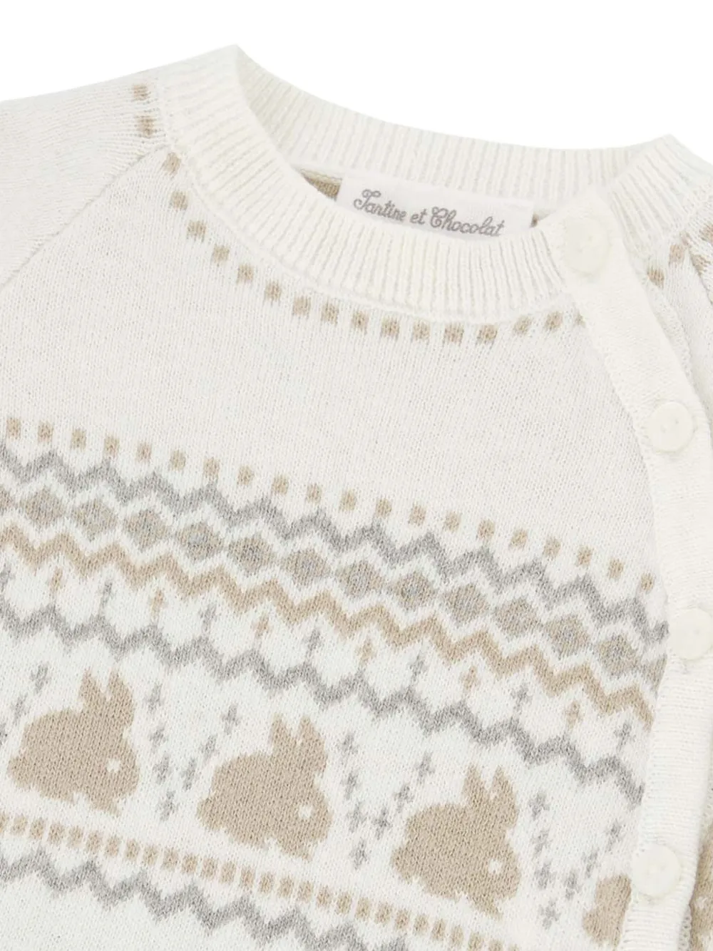 Tartine Et Chocolat Patterned-intarsia Romper In White