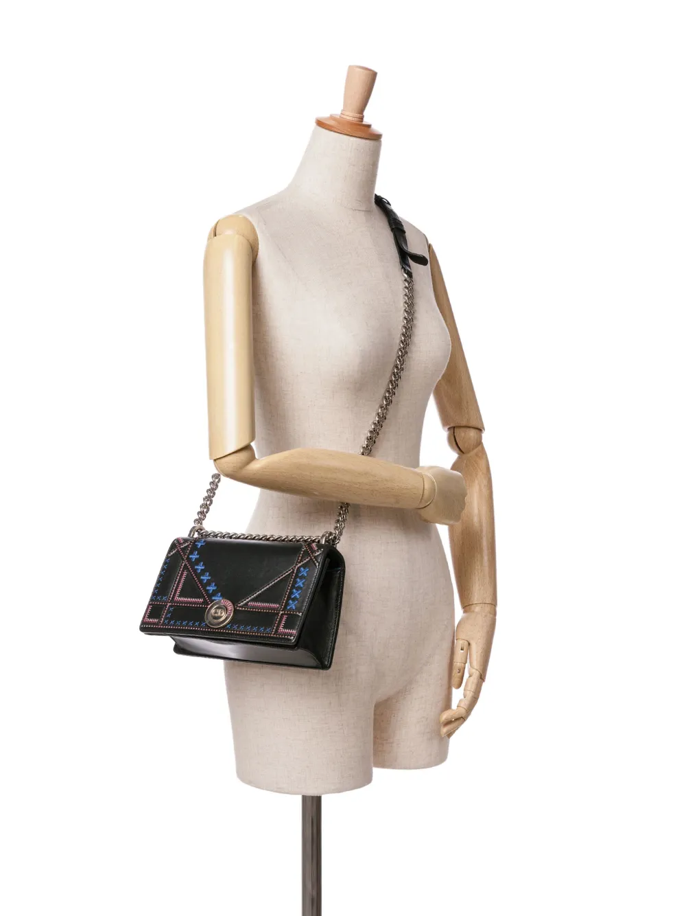 Christian Dior Pre-Owned 2016 medium kalfsleren Diorama Flap gestikte crossbodytas - Zwart