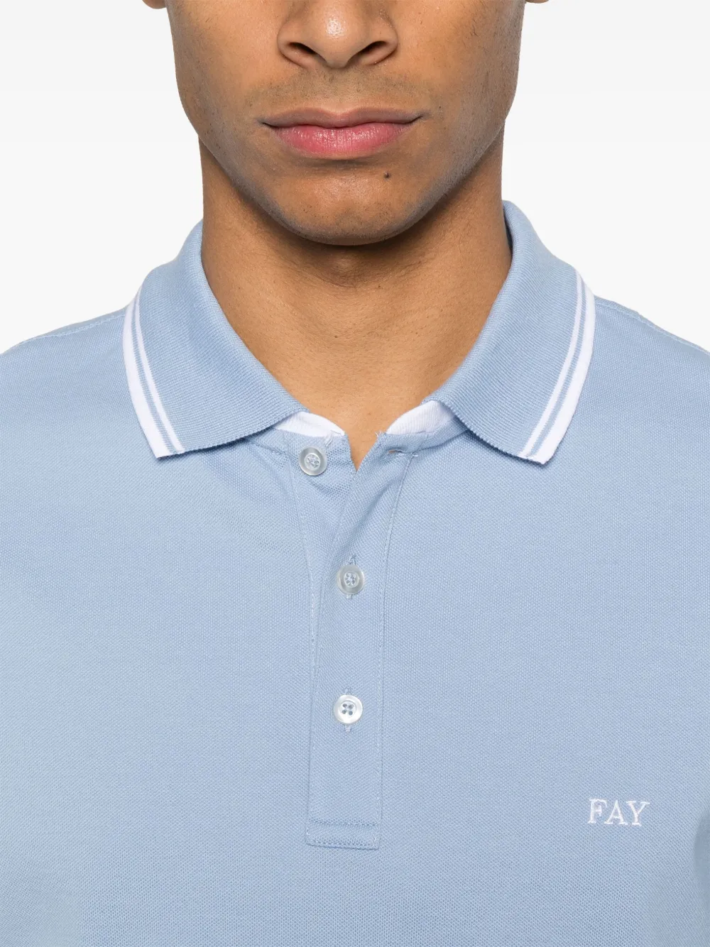 Fay Poloshirt met geborduurd logo Blauw
