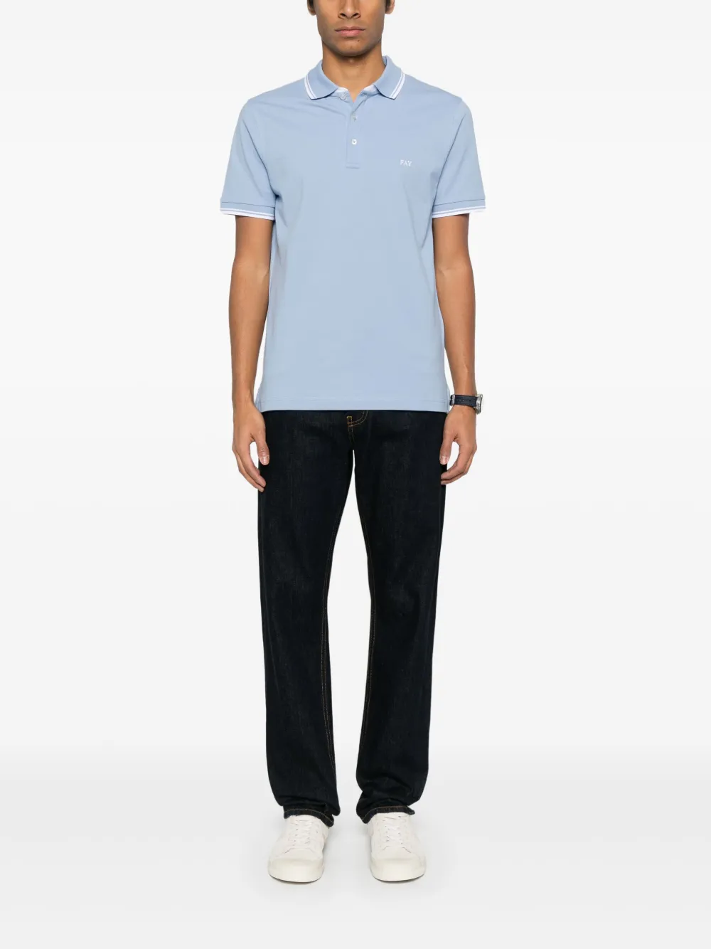 Fay Poloshirt met geborduurd logo - Blauw