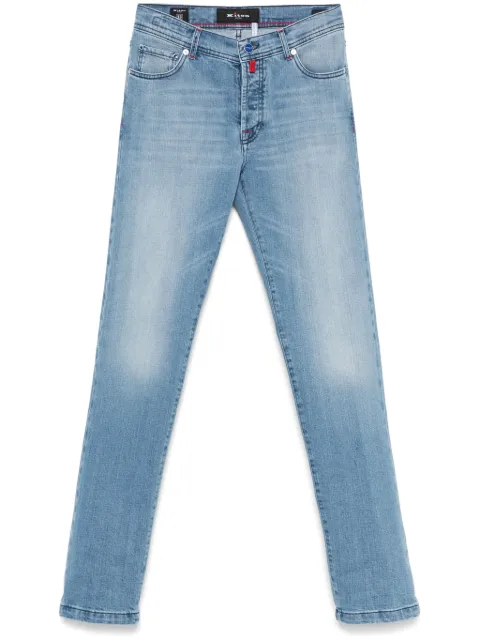 Kiton logo-patch jeans