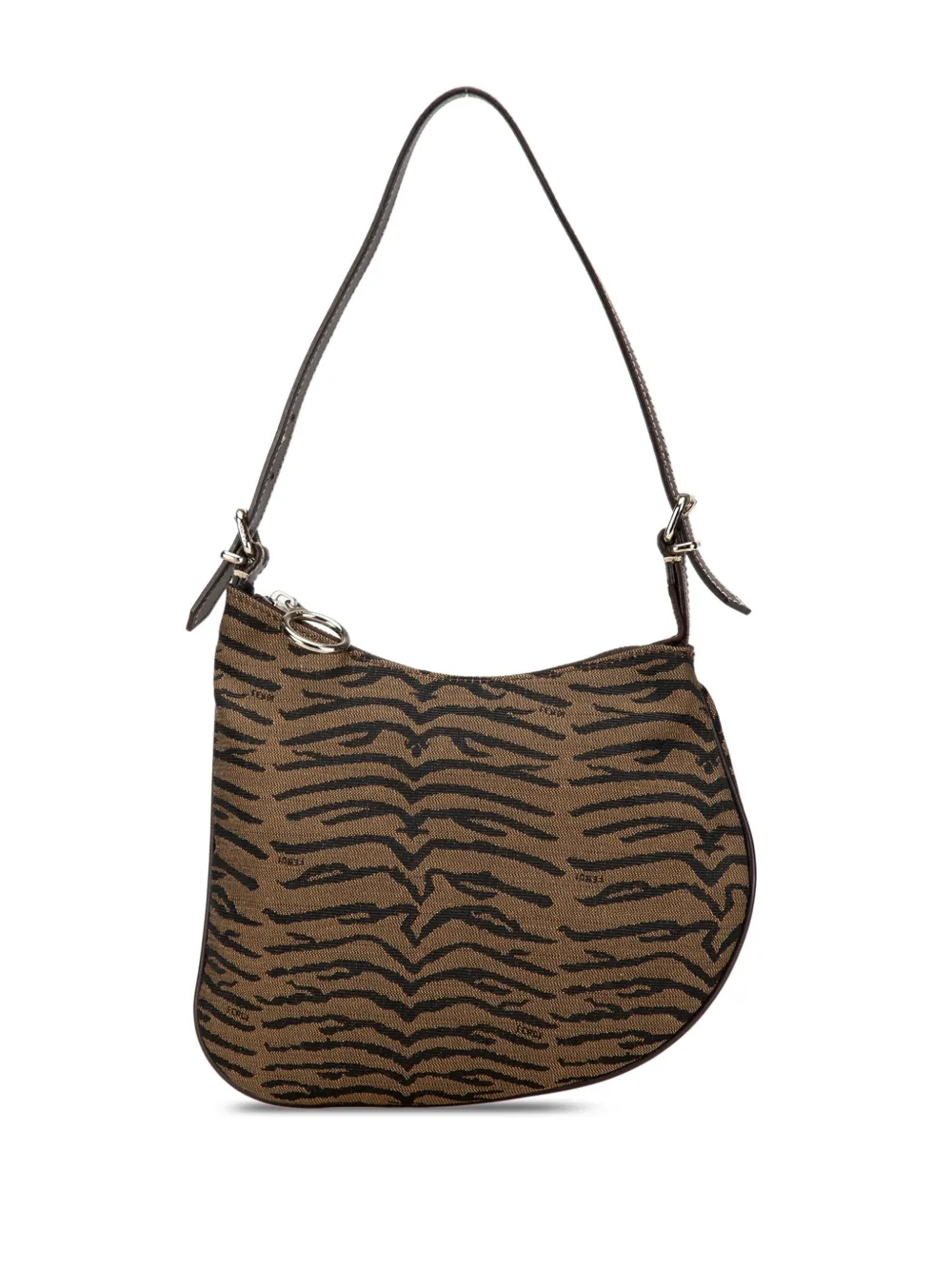 2000-2010 Small Zebra Print Canvas Oyster hobo bag