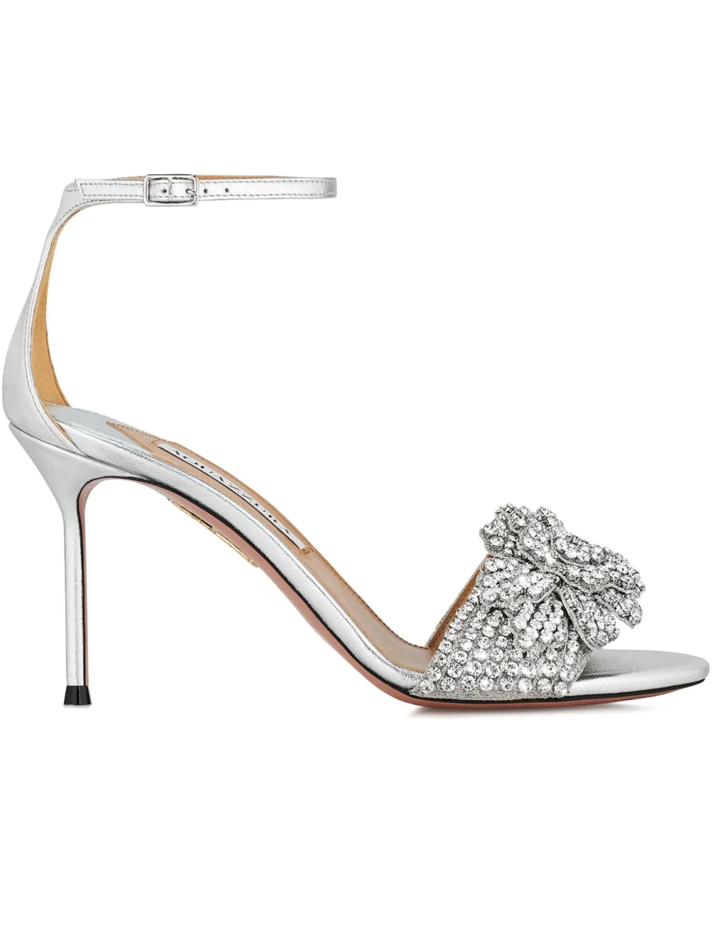 Aquazzura Peony Crystal 85 Crystal-embellished Sandals In Metallic
