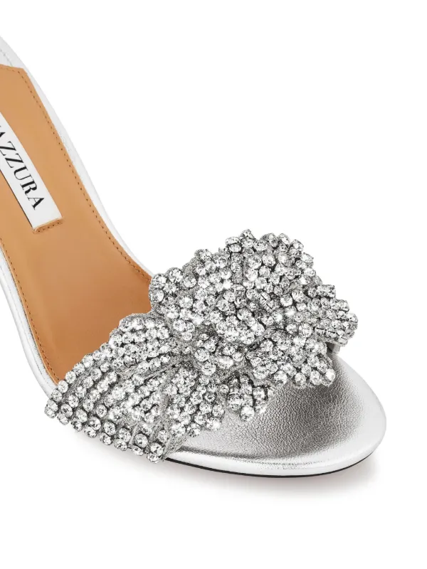 Aquazzura 85mm Peony Crystal Sandals | Silver | FARFETCH