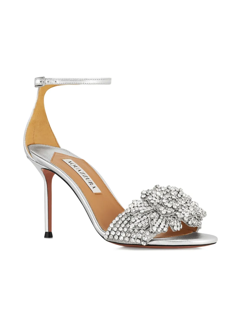 Aquazzura Peony Crystal 85 Crystal-embellished Sandals In Metallic