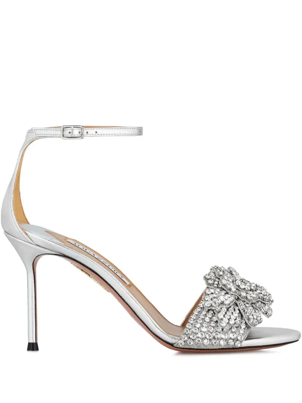 Aquazzura 85mm Peony Crystal Sandals Silver FARFETCH EG