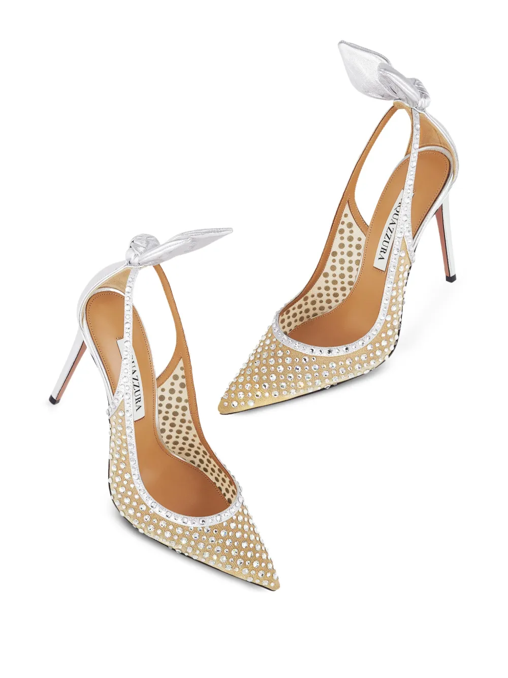 Aquazzura 105 mm Bow Tie Crystal pumps Zilver