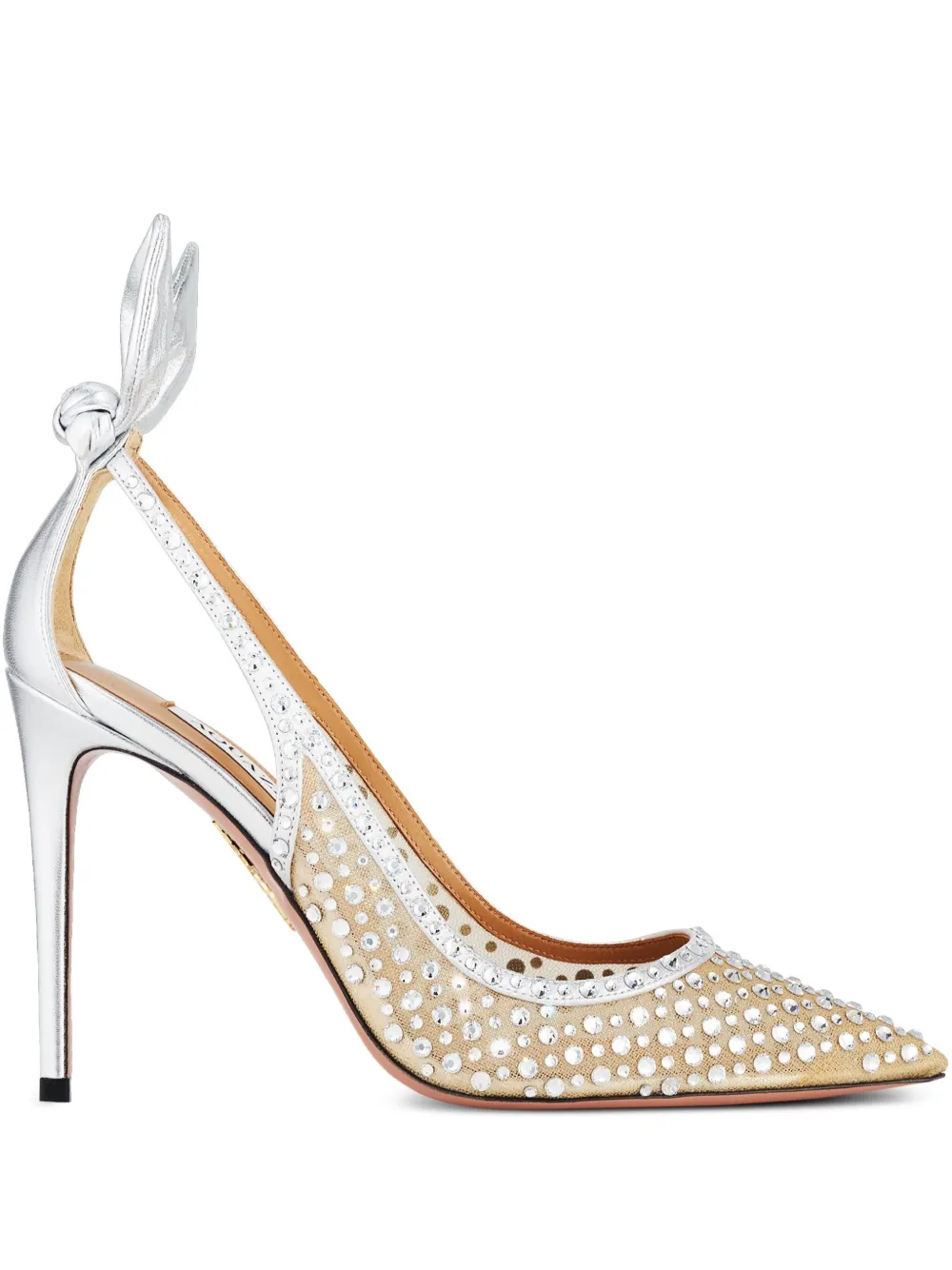 Aquazzura 105 mm Bow Tie Crystal pumps Zilver