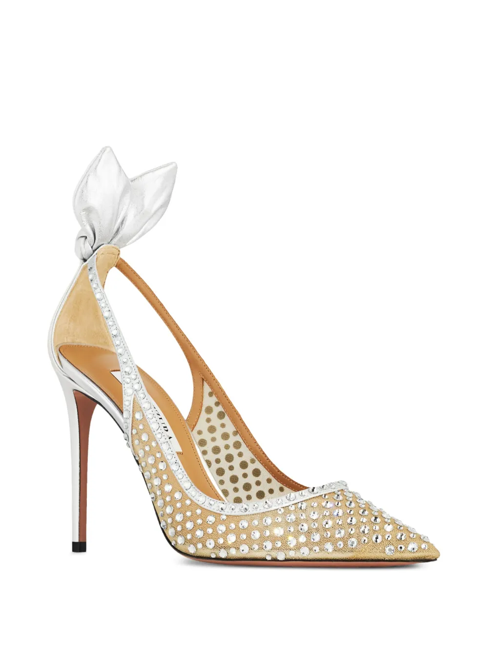 Aquazzura 105 mm Bow Tie Crystal pumps - Zilver