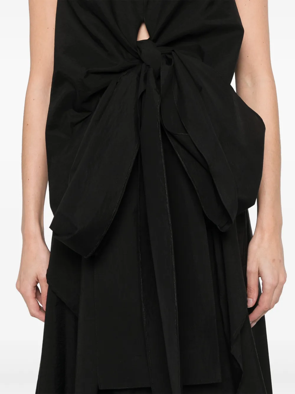 Shop Fabiana Filippi Tied-waist Midi Dress In Black