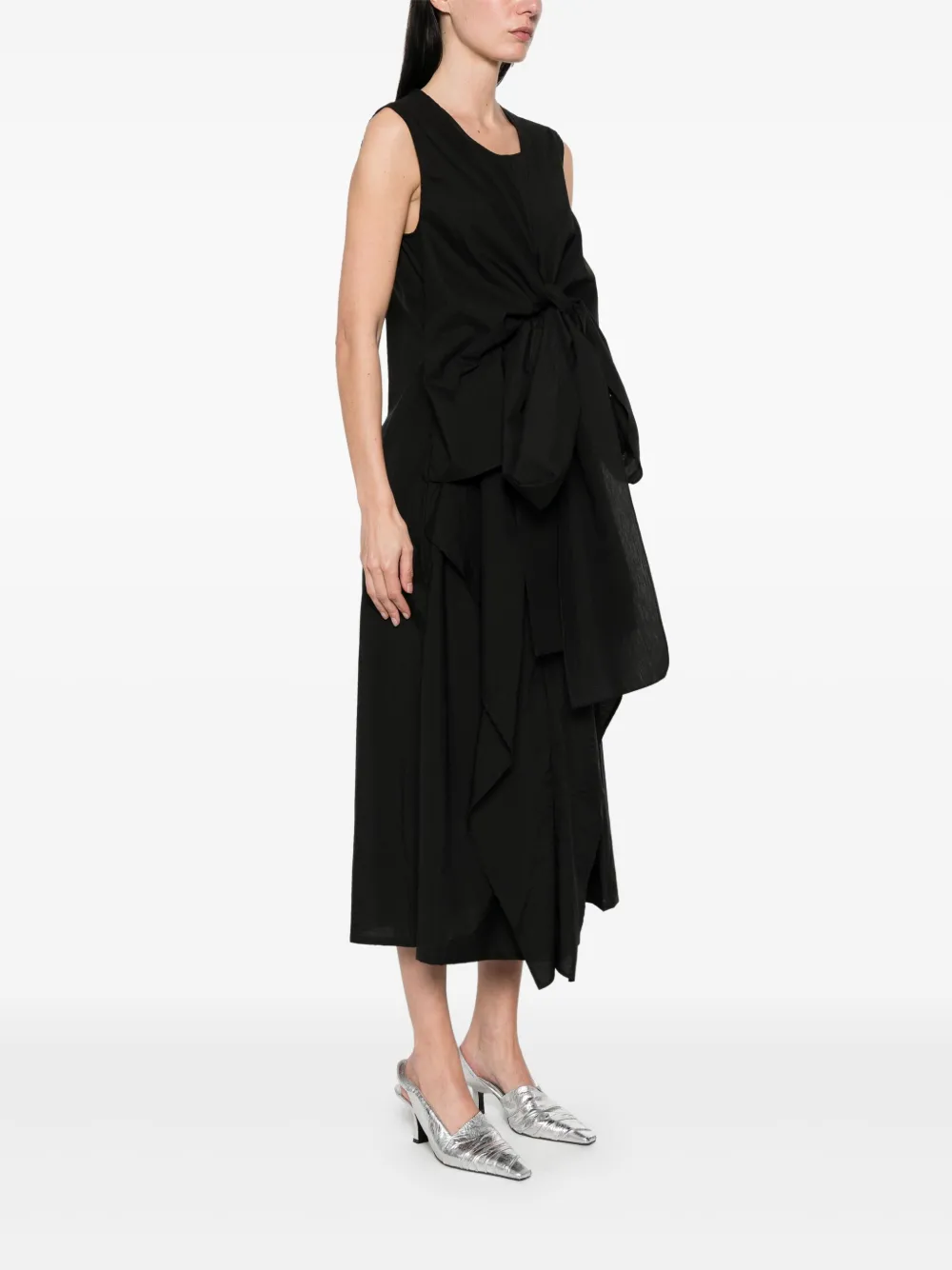 Shop Fabiana Filippi Tied-waist Midi Dress In Black