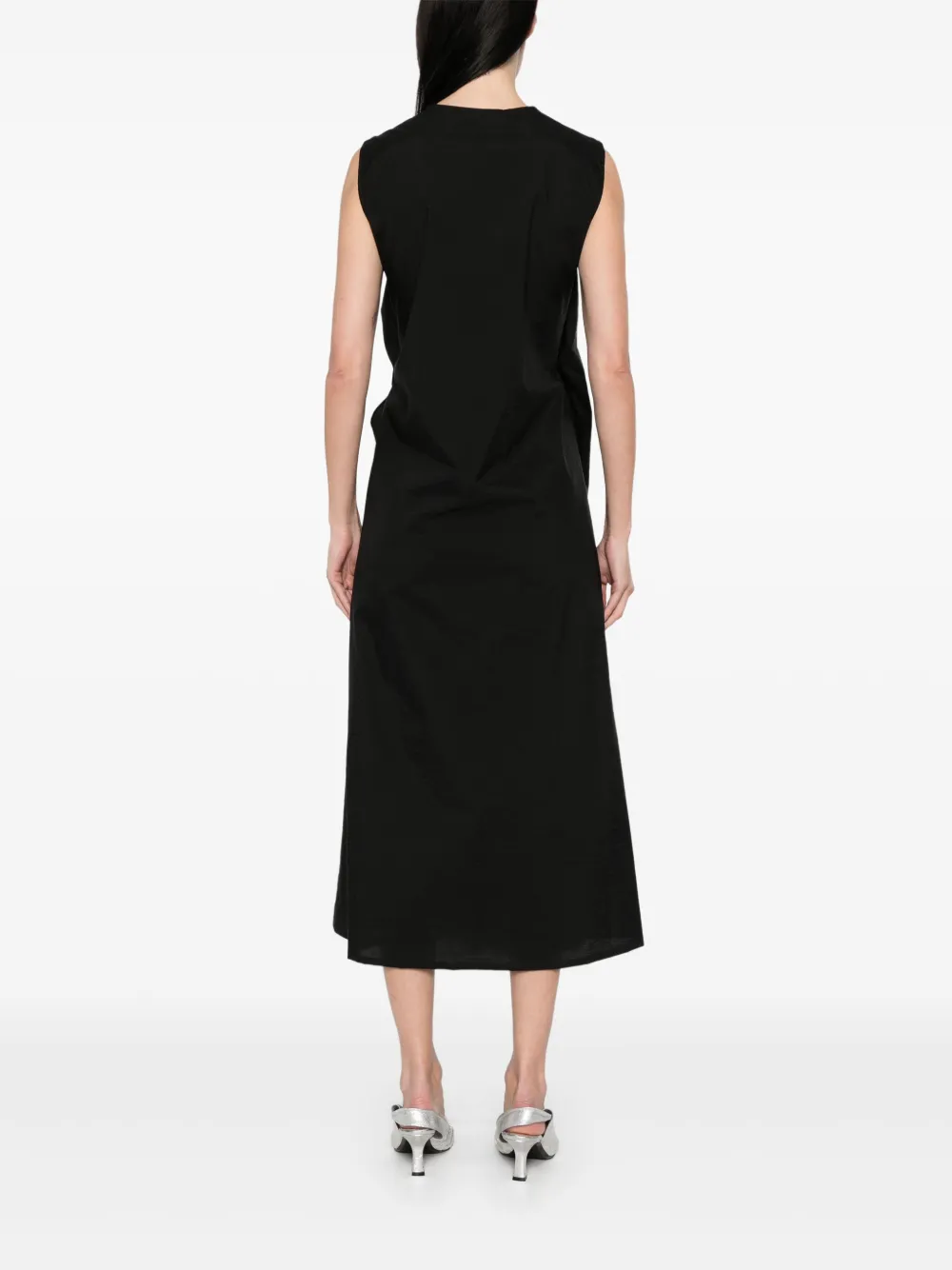 Shop Fabiana Filippi Tied-waist Midi Dress In Black