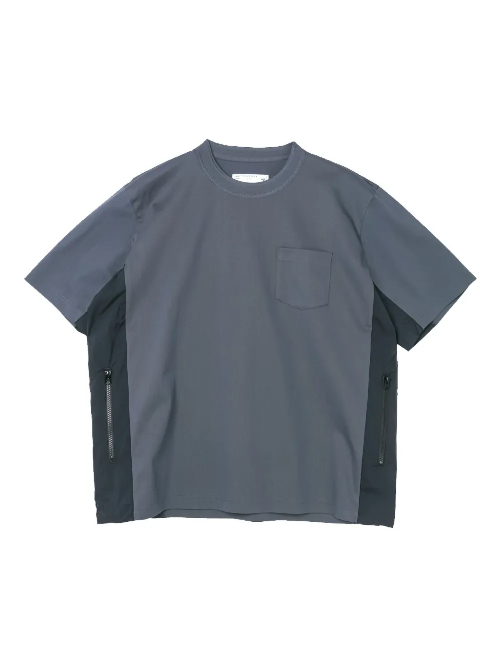 Sacai Jersey T-shirt met zak en vlakken Grijs