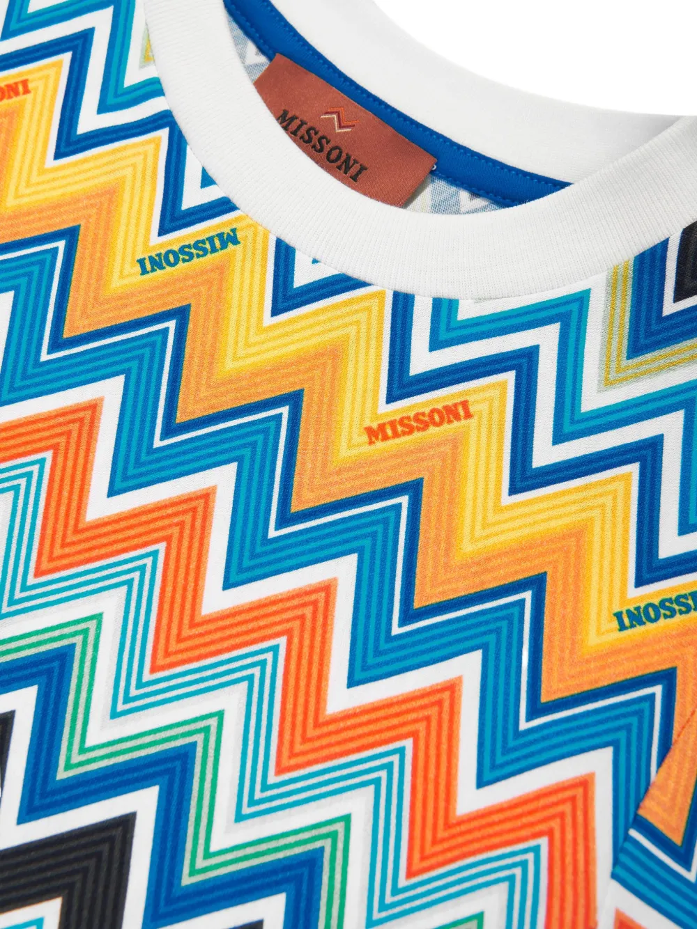 Missoni Kids T-shirt met zigzagprint Blauw