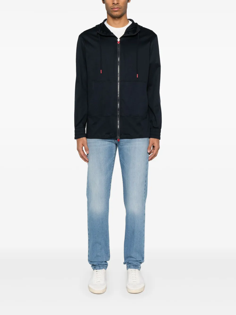 Kiton cotton hoodie - Blauw