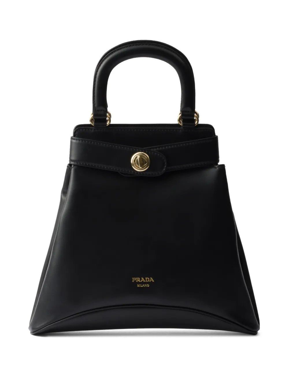 Prada Leren shopper met logo Zwart