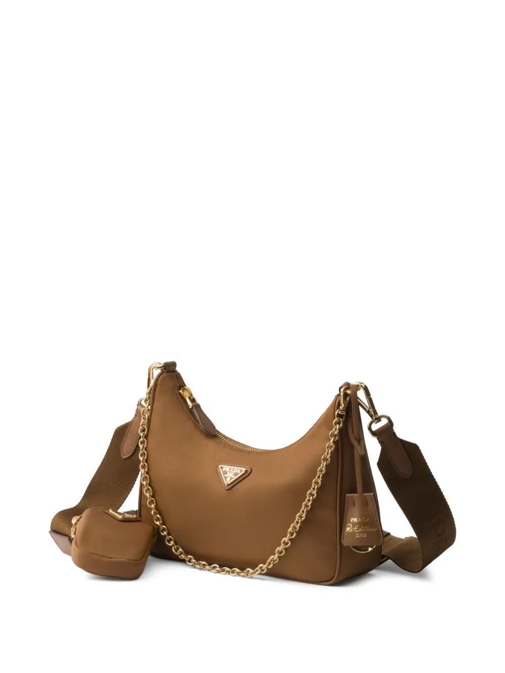 Prada Re-edition 2005 Re-nylon Bag With Saffiano Mini Bag In Brown