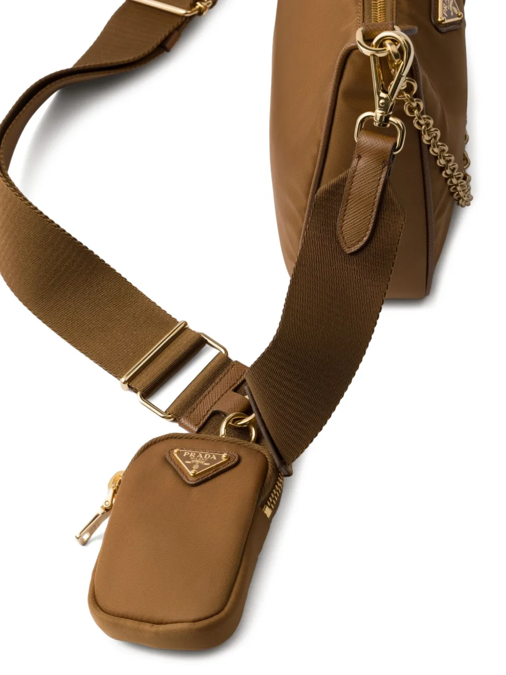Prada Re-edition 2005 Re-nylon Bag With Saffiano Mini Bag In Brown