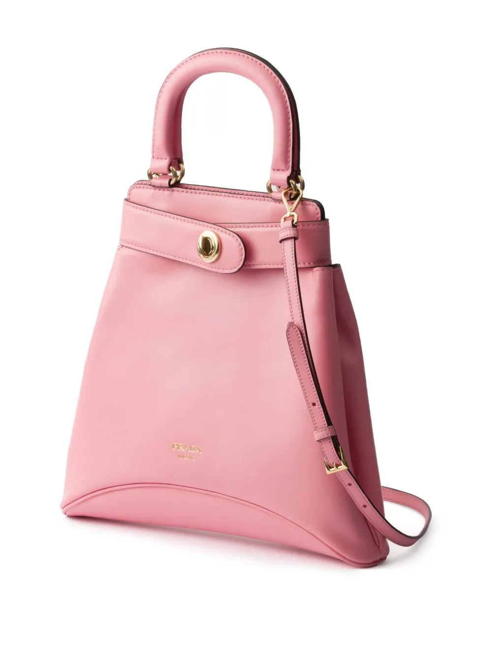 Prada Leren shopper met logo Roze