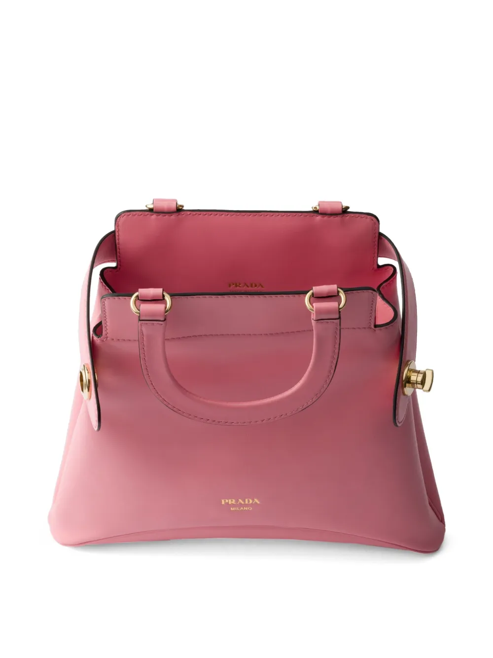 Prada Leren shopper met logo Roze