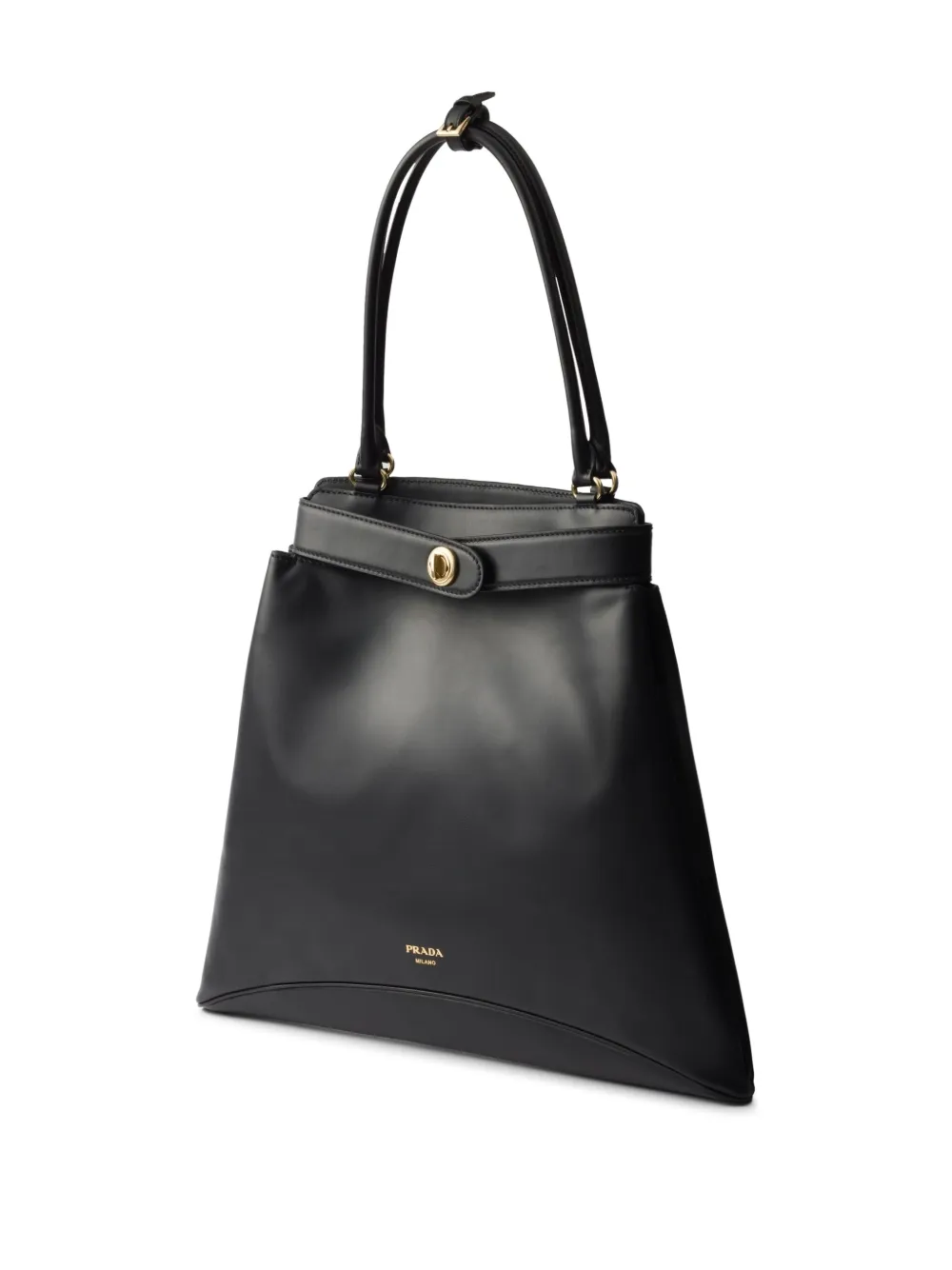 Prada Leren shopper met logo Zwart