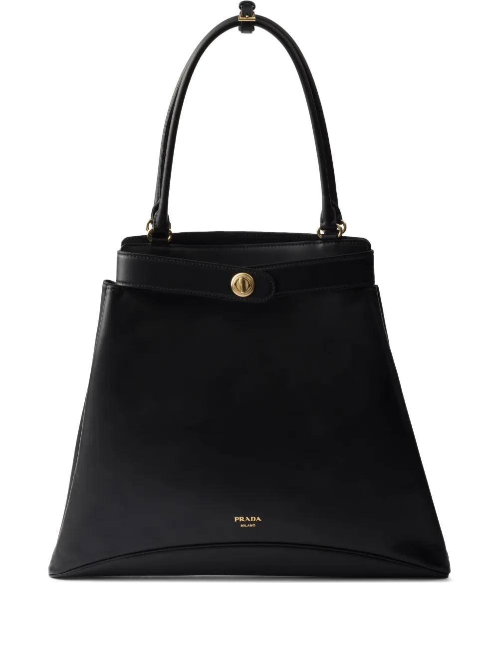 Prada Leren shopper met logo Zwart