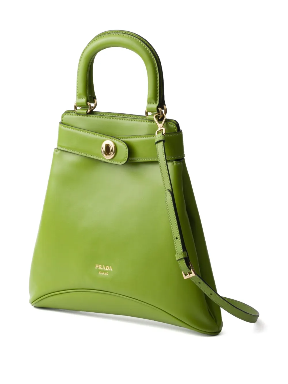 Prada Leren shopper met logo Groen