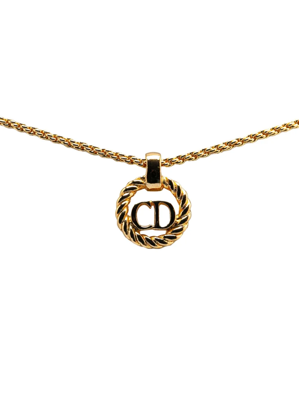 20th Century Gold Plated CD Logo Round Pendant Necklace costume necklace