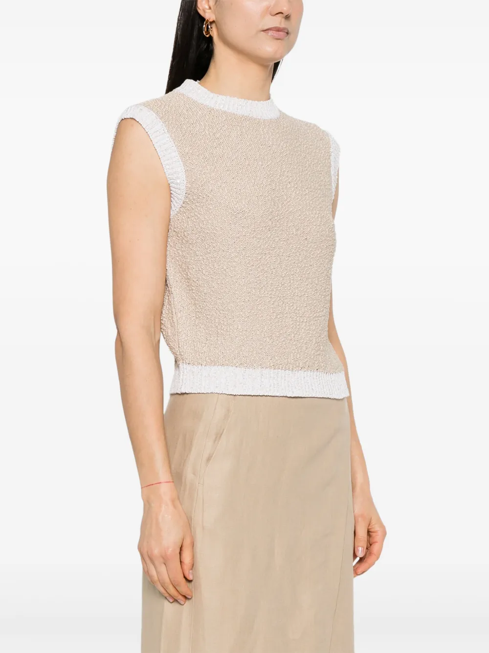 Peserico Fijngebreide top Beige