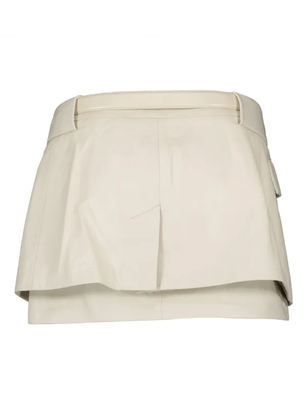 IRO Belted Leather Mini Skirt Neutrals FARFETCH JO